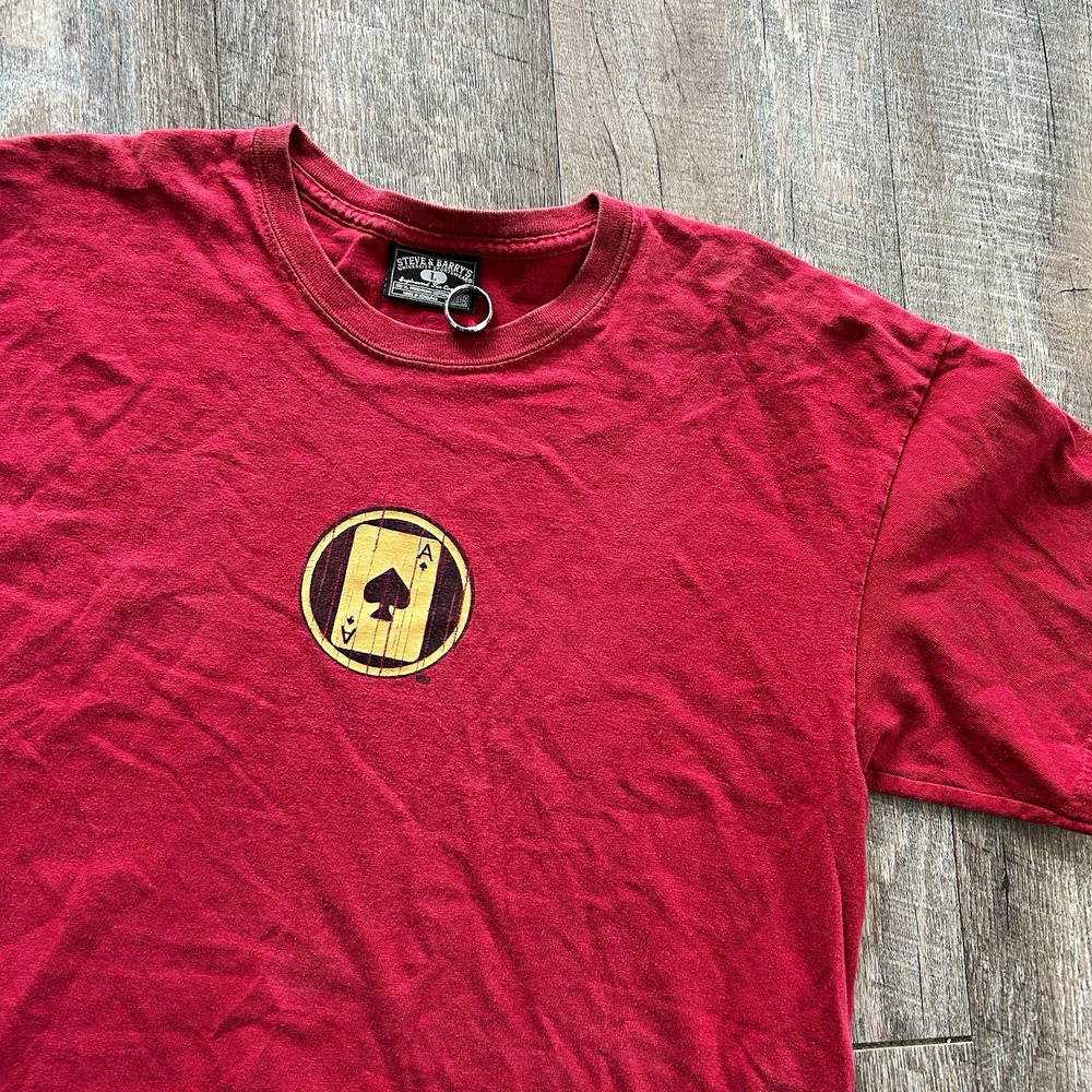 Y2K Steve & Barry's Ace of Spades Skater T-Shirt Mens L Red Graphic Tee Cotton